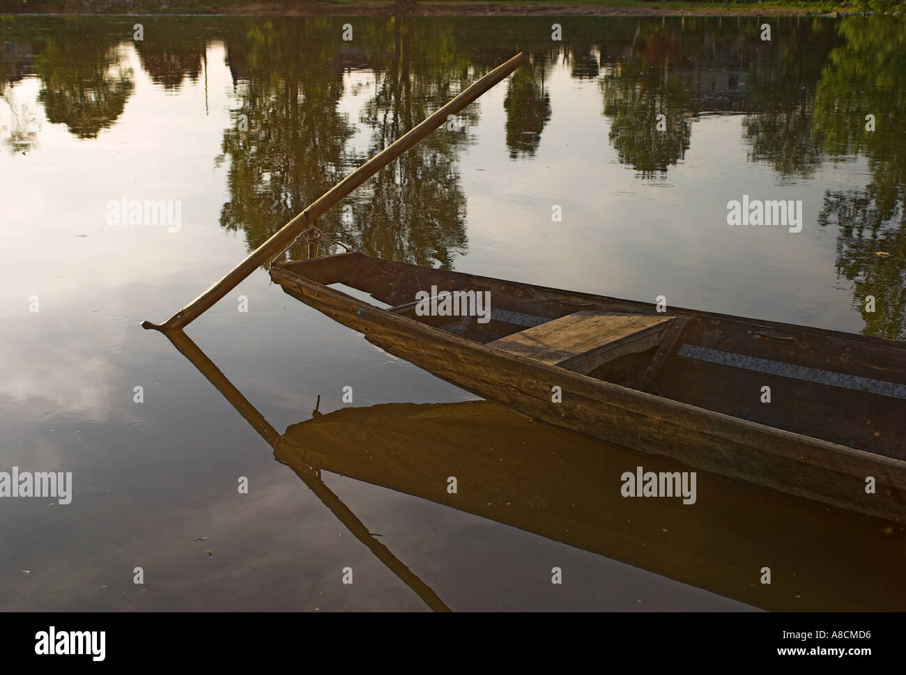 Traditional River Craft on the River Cher at Savonnieres Stock Photo