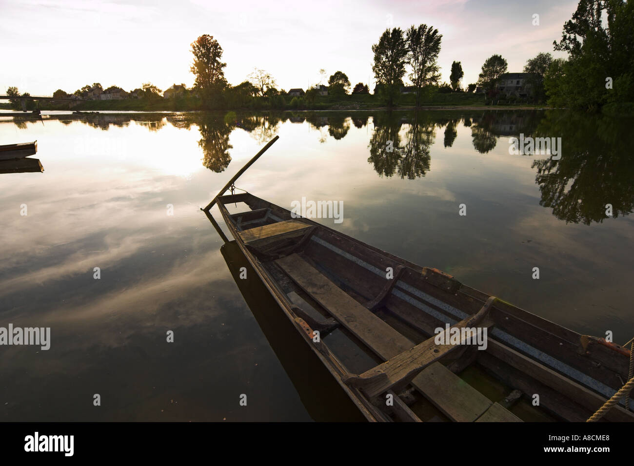 Traditional River Craft on the River Cher at Savonnieres in the Loire Valley, France Stock Photo