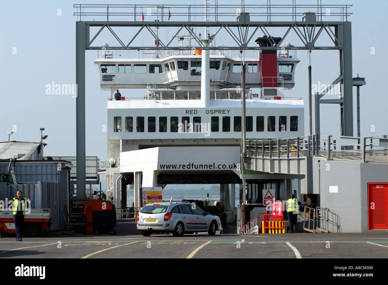 Red Osprey a RoRo ferry of Red Funnel being loaded using a linkspan at ...