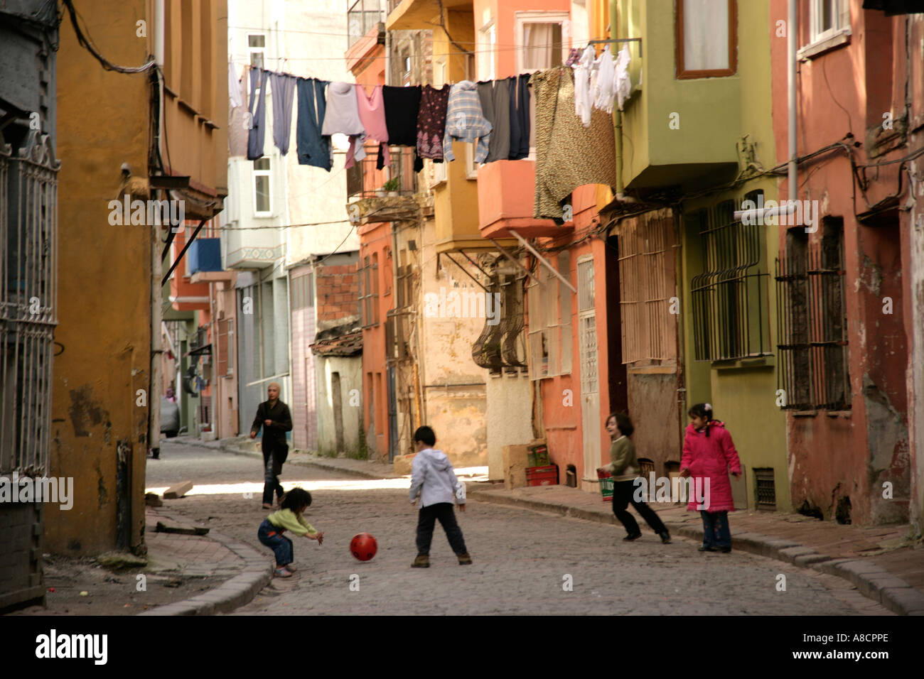 CHILDREN PLAYING IN THE STREET IN THE FENER BALAT NEIGHBOURHOOD