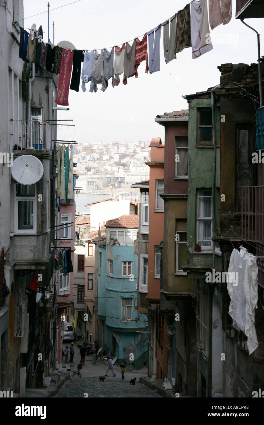 STREET IN THE BALAT FENER NEIGHBOURHOOD, ISTANBUL, TURKEY Stock Photo