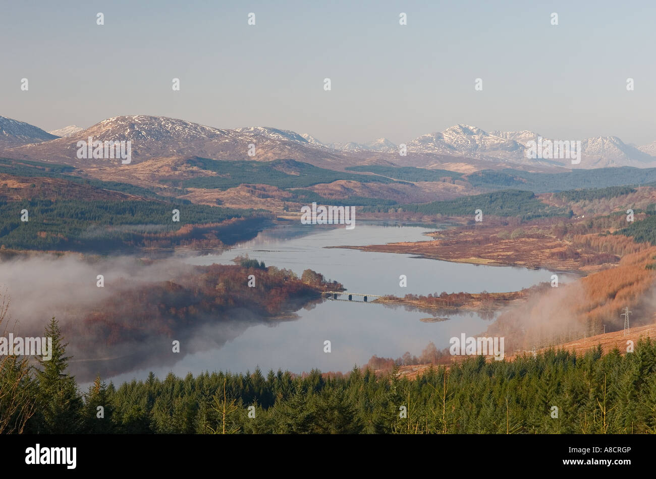 S.W. over Loch Garry and Glengarry near Invergarry, Spean Bridge and Fort William. Highland Region of Scotland. Winter Stock Photo