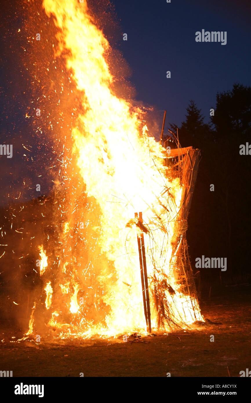 Burning of the Wicker Man Beltain Stock Photo