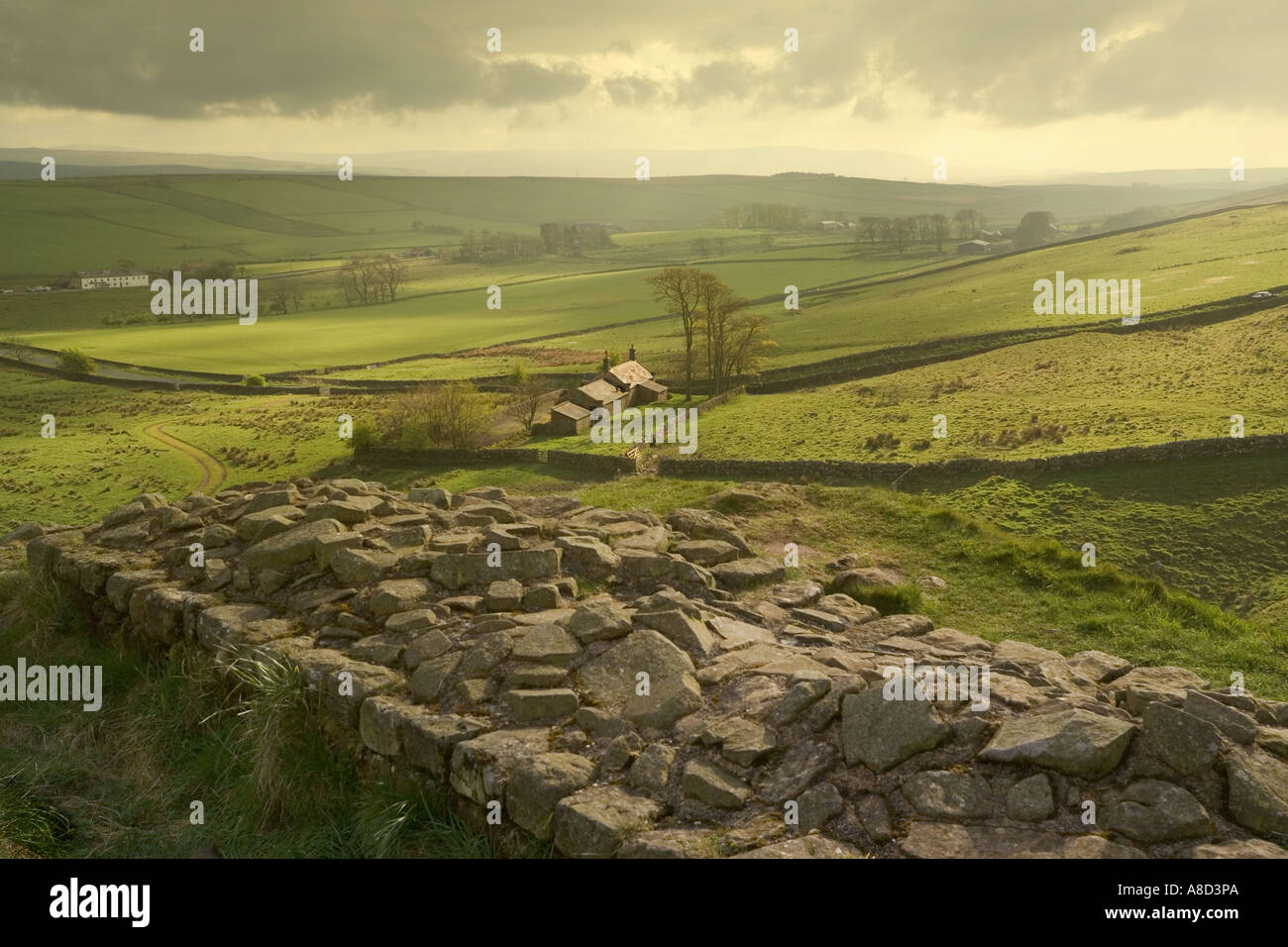 View from Hadrians Wall near Steel Rigg, Northumberland Stock Photo - Alamy