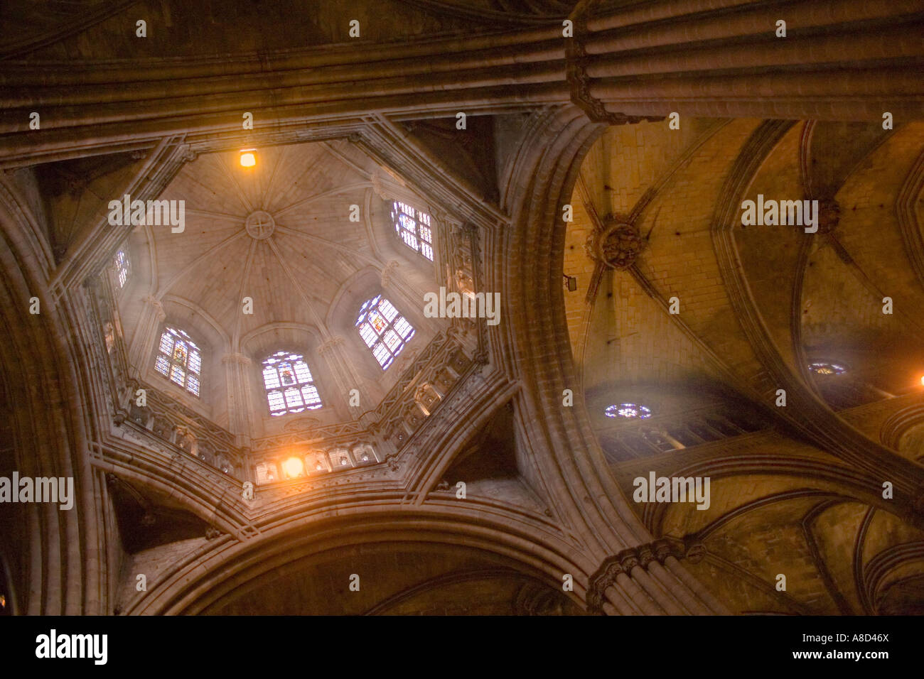 Barcelona cathedral ceiling detail viewed from below Stock Photo