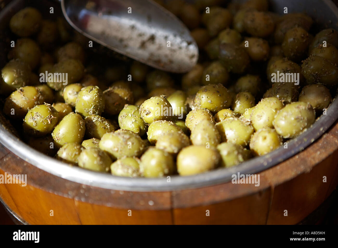French Olives for sale at a continental market Stock Photo Alamy