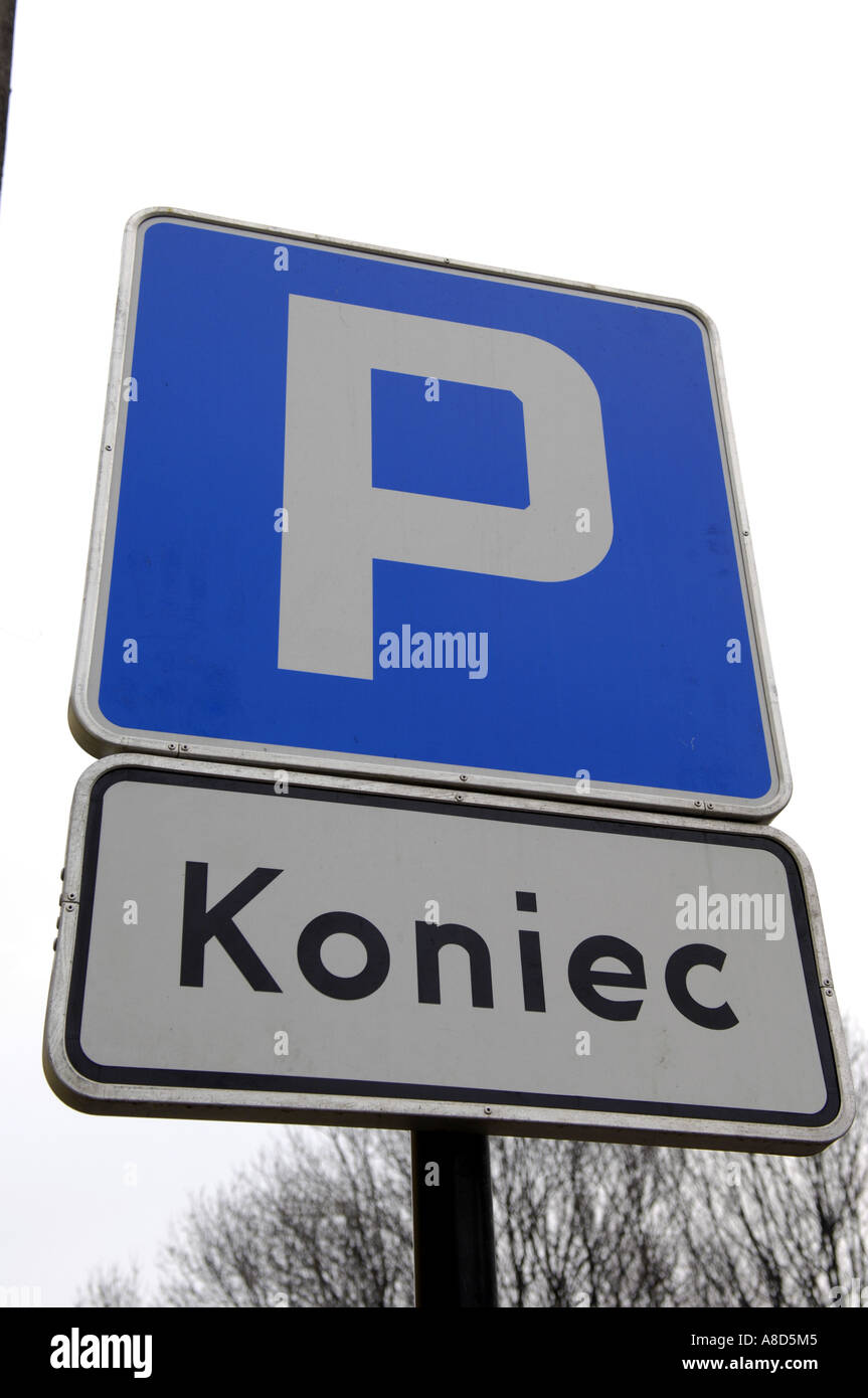 parking sign p koniec blue heritage culture history krakow crakow cracow kracow polska poland polish east europe travel tourism Stock Photo