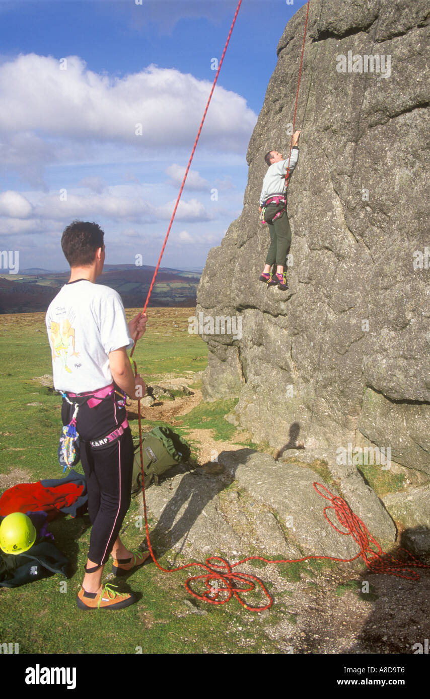 Dartmoor national park devon climbers hires stock photography and
