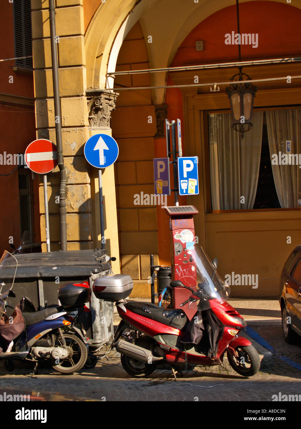 Ubiquitous motor scooters Bologna Emilia Romagna Italy travel Stock Photo