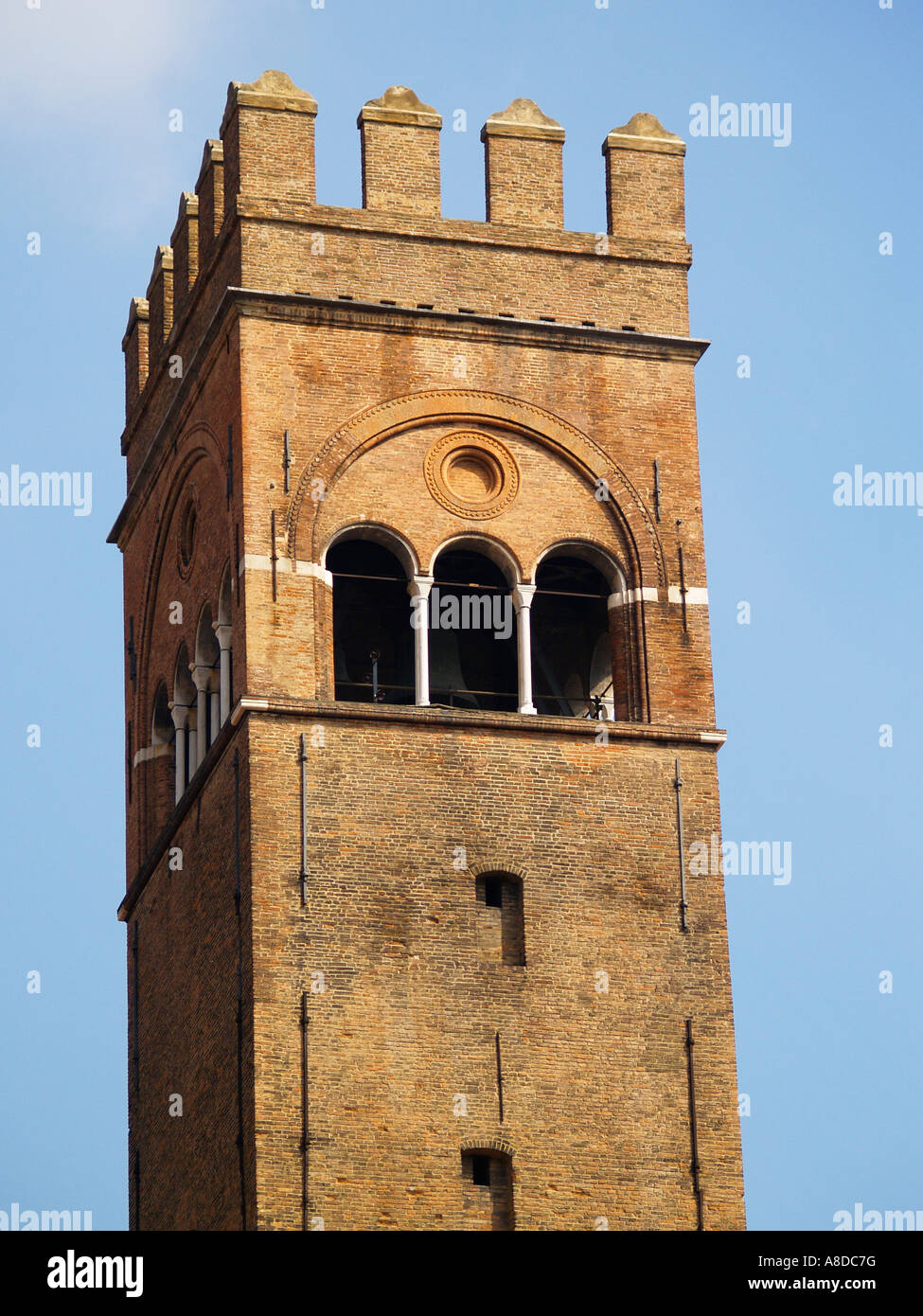 The bell tower of the Palazzo del Podestà Bologna Emilia Romagna Italy Stock Photo