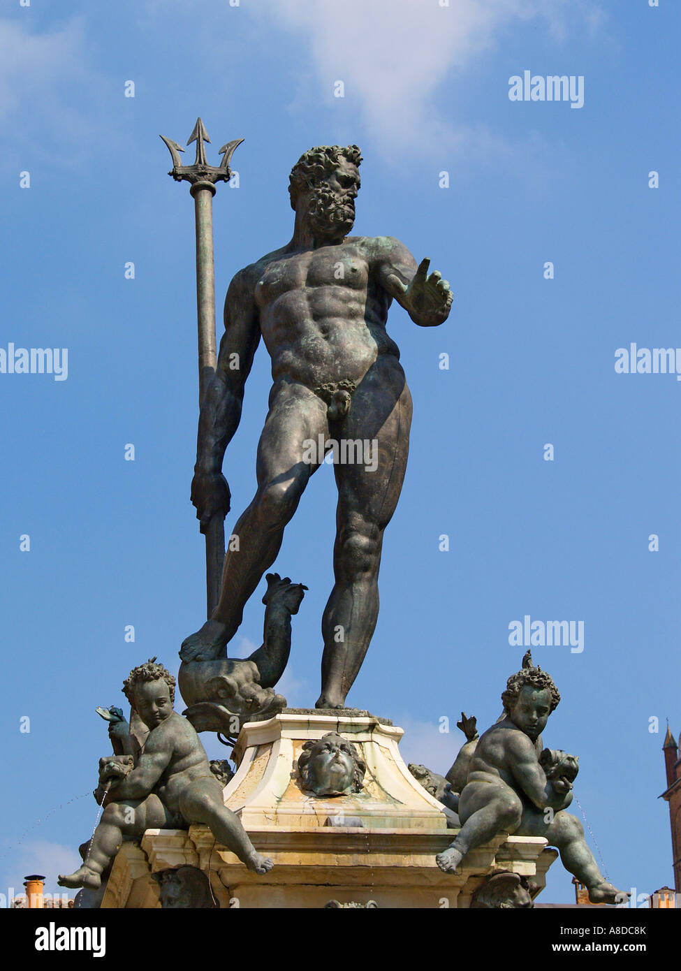The figure of Neptune holding a trident by Giambologna, Fountain of ...