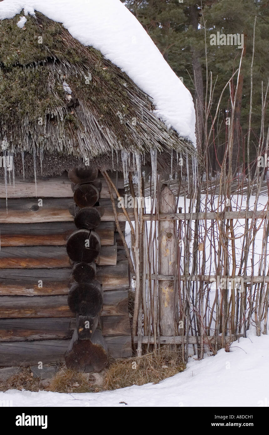 Corner of wooden farm house Stock Photo Alamy