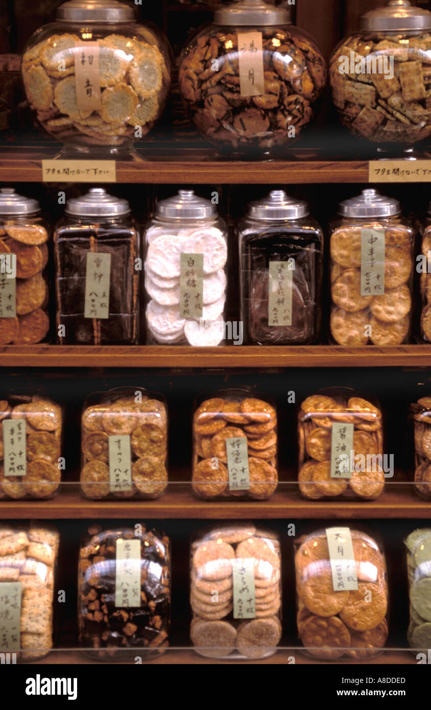A Shop In Tokyo With A Wide Selection Of Traditional Senbei Japanese Style Crackers Stock Photo Alamy