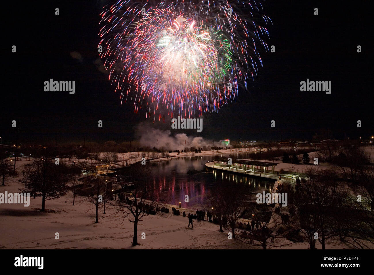 New Year's Eve fireworks Omaha, Nebraska at the Heartland of America