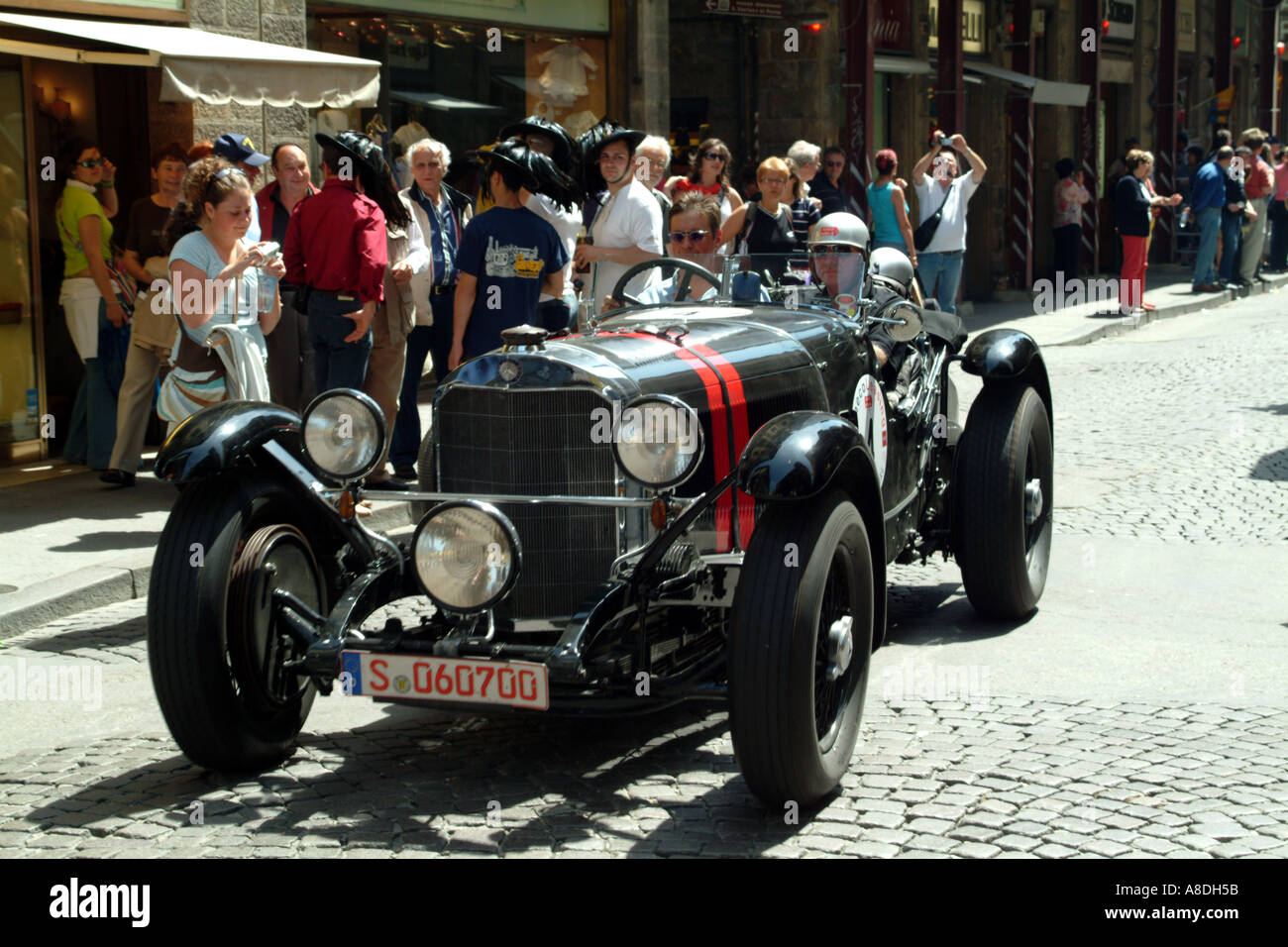 The Mille Miglia 2005 race passing through Florence Tuscany Italy EU Mercedes 1929 Stock Photo