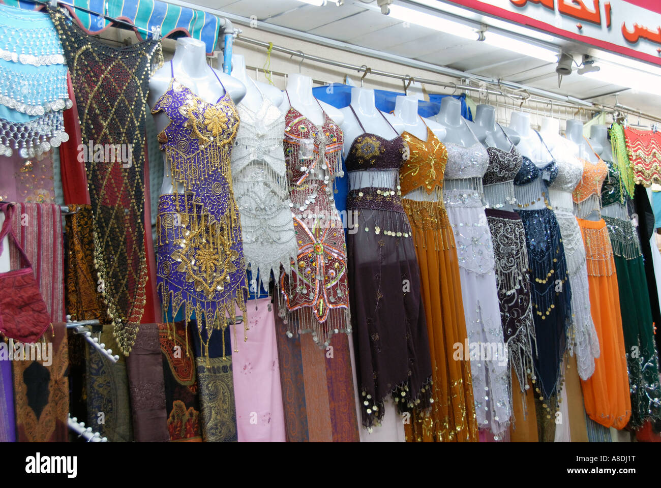 Belly dancer outfits for sale Dubai Stock Photo
