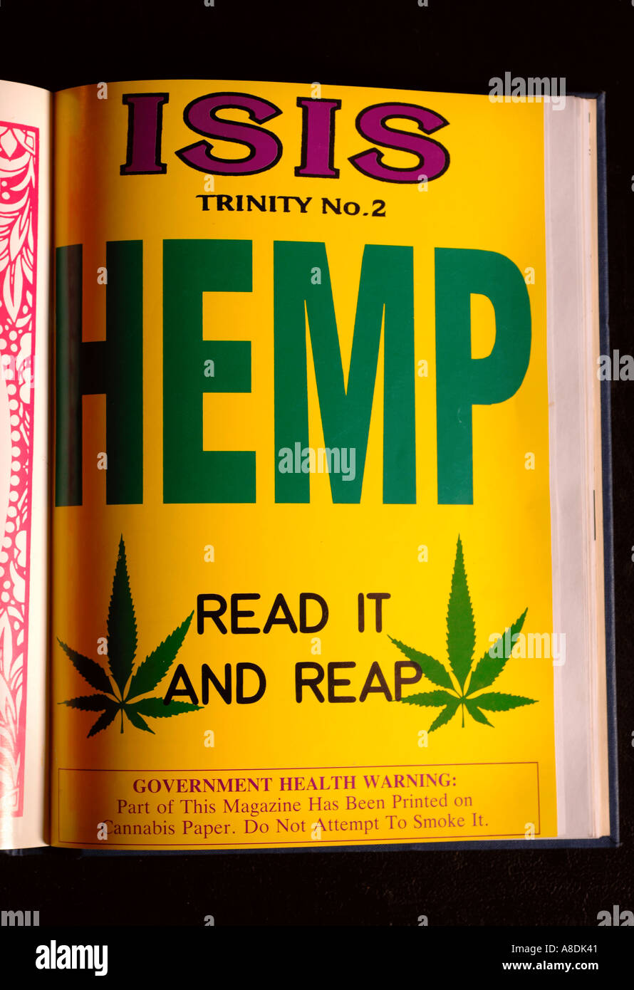 A COPY OF OXFORD UNIVERSITYS ISIS MAGAZINE FROM 1992 WITH A FRONT PAGE ARTICLE ABOUT HEMP WHEN IT WAS BEING EDITED BY NOW TORY M Stock Photo