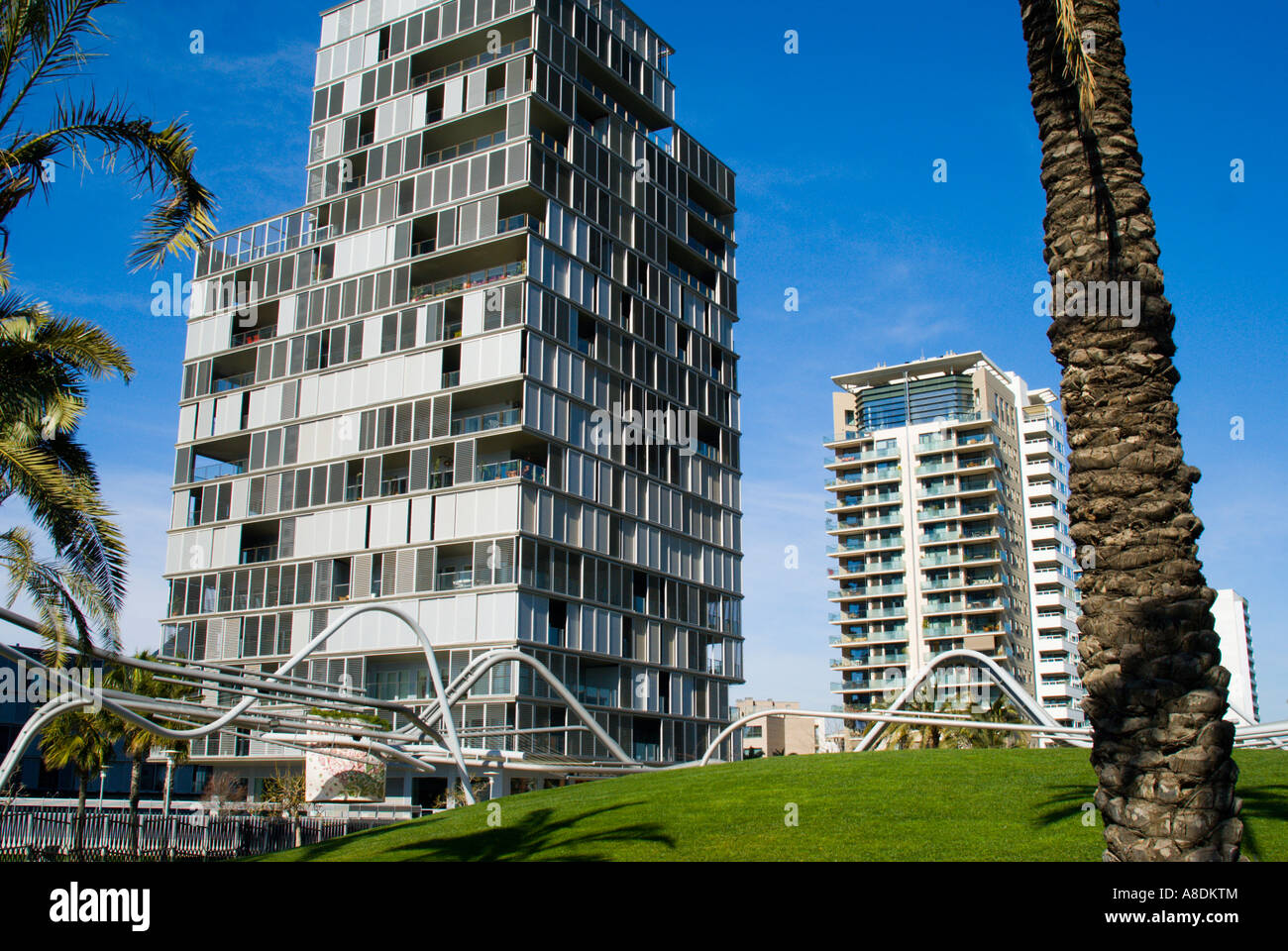 Barcelona high rise apartments at Diagonal Mar Stock Photo Alamy