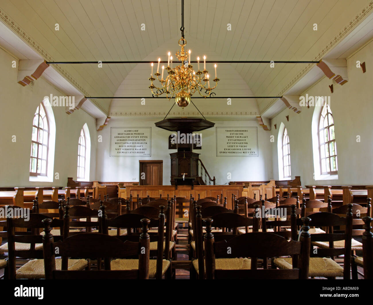 Interior of a small sober historic protestant church building with ... Interior of a small sober historic protestant church building with ...