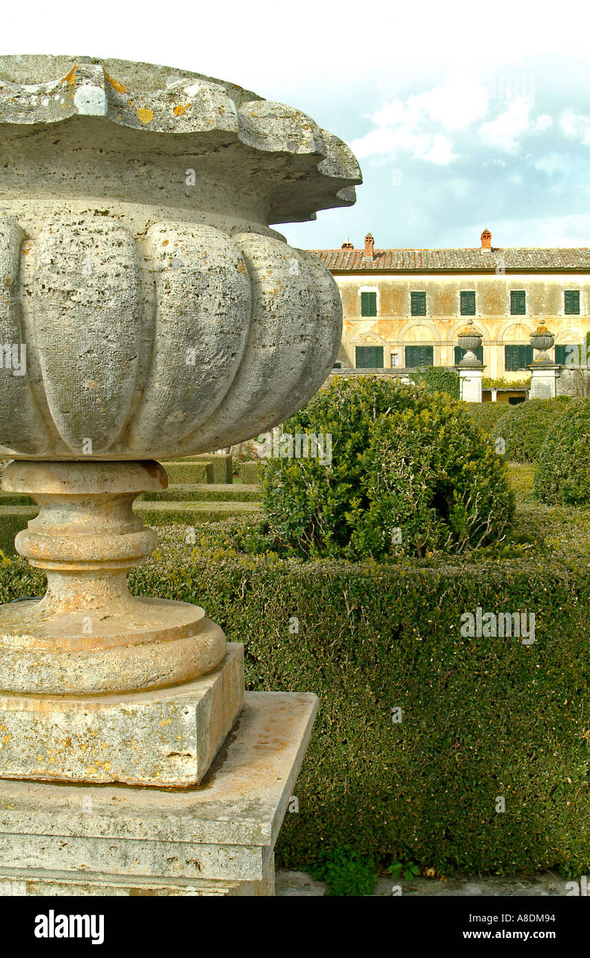The Villa and Gardens of La Foce Tuscany Italy made famous by the books of Iris Origo Stock Photo