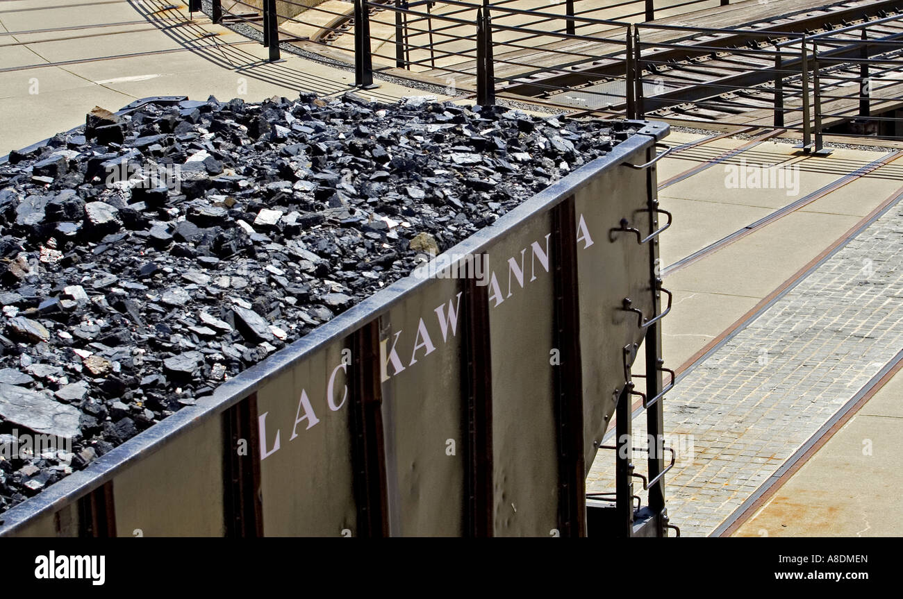 A railroad coal car with coal Stock Photo Alamy