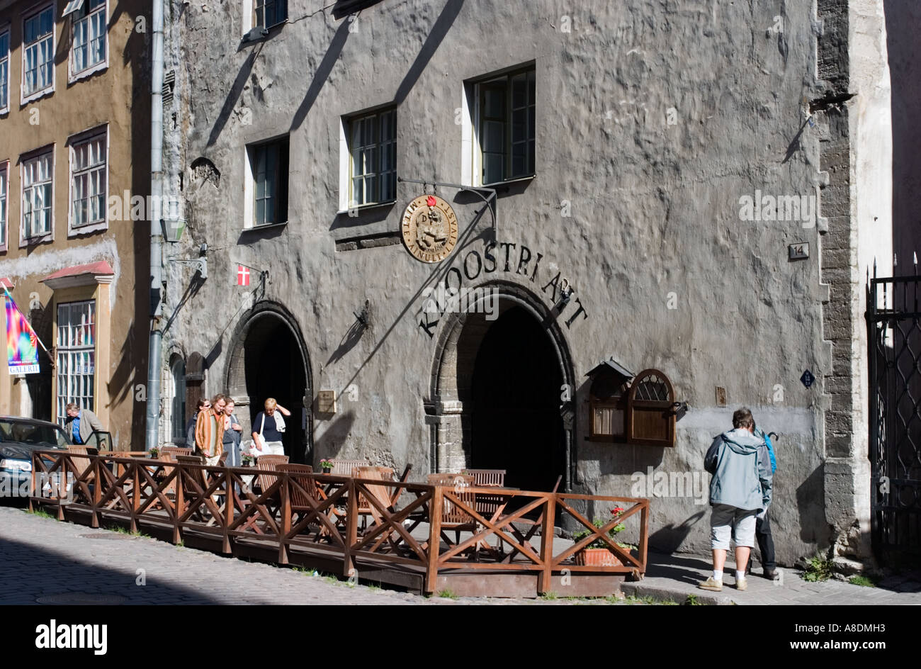 Kloostri Ait restaurant and entrance to Dominican Monastery Vene Street Tallinn Estonia Stock Photo