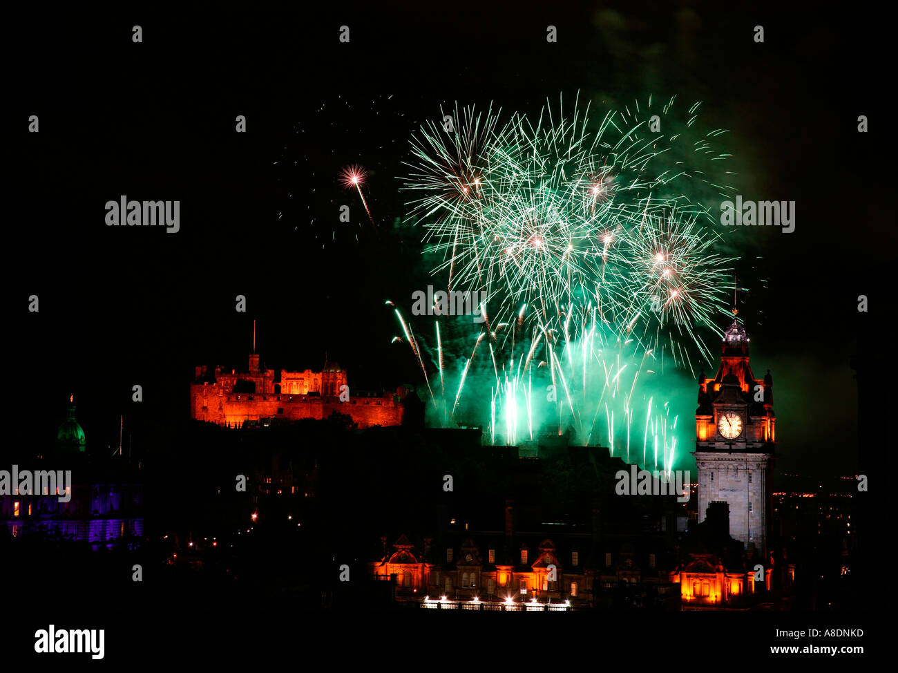 Bank of Scotland Fireworks Edinburgh UK Europe Stock Photo Alamy