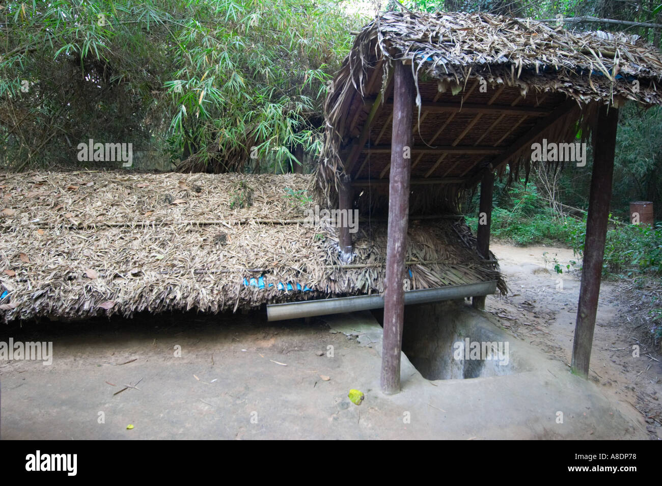 entrance to the underground system of tunnels at the cu chi tunnels in