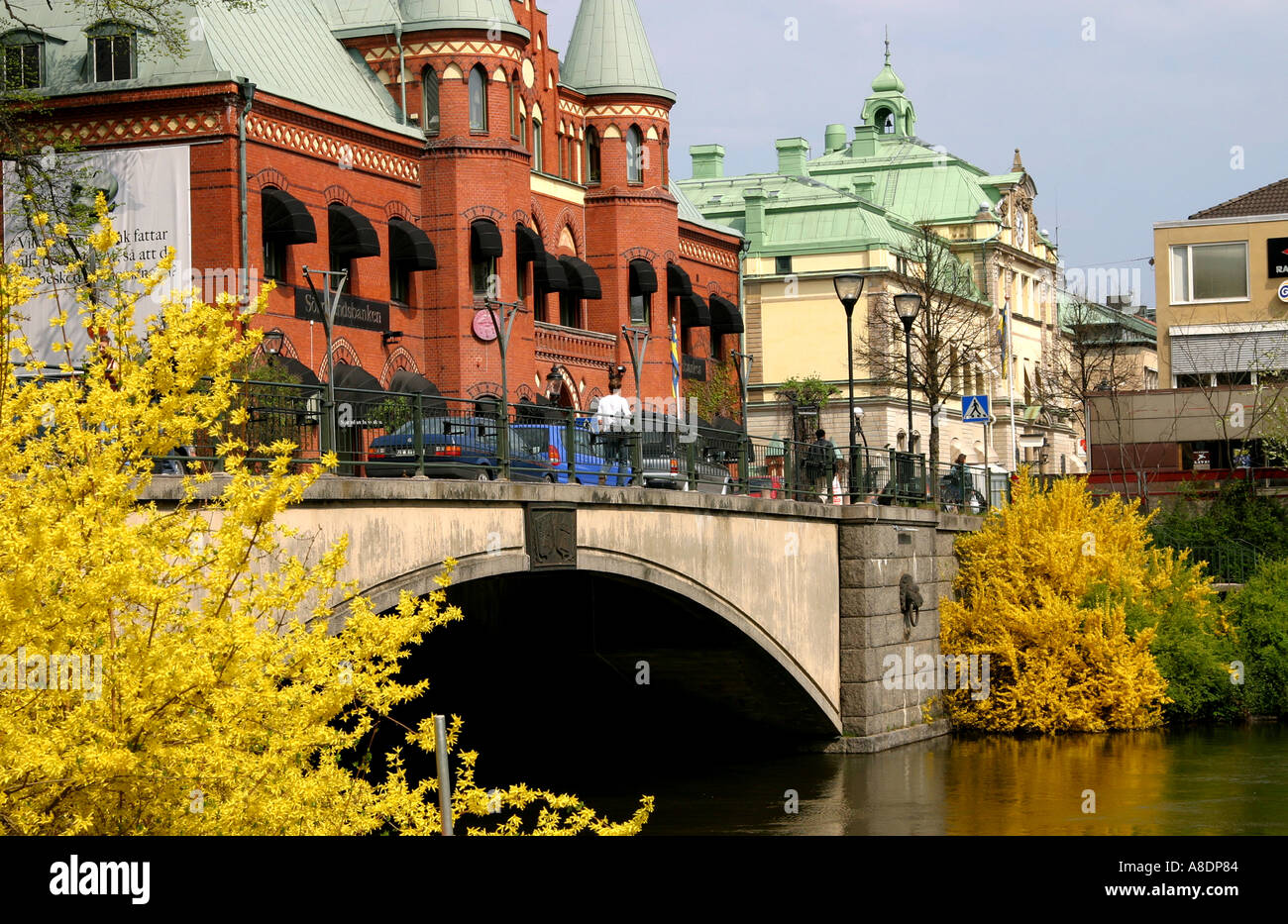 Central city bridge at Nykoping Sweden Stock Photo