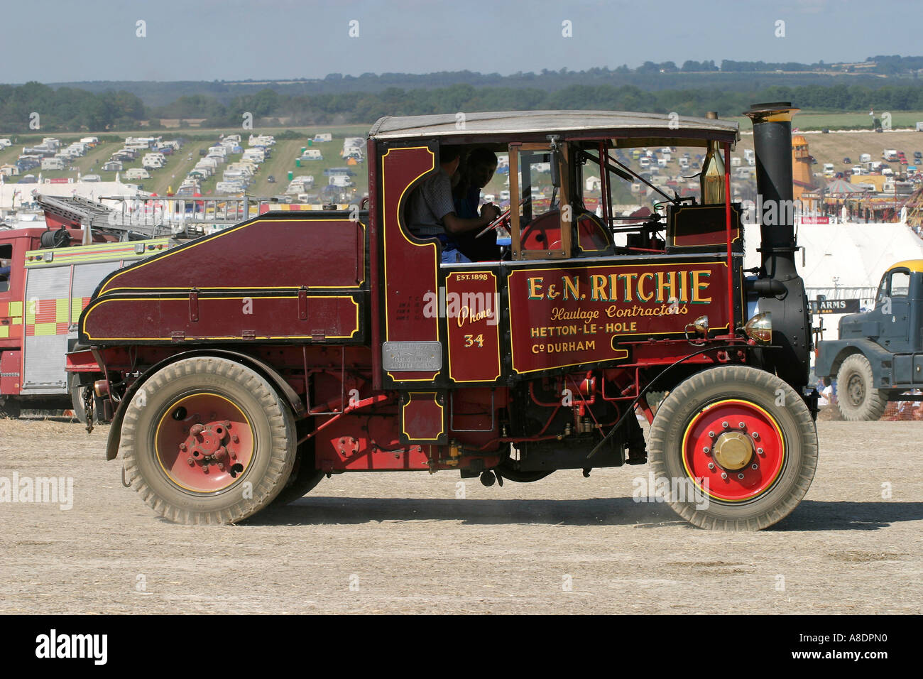 Foden steam lorry as owned by E & N Ritchie, Hauliers. Here seen at the Dorset Steam Fair, UK. Stock Photo