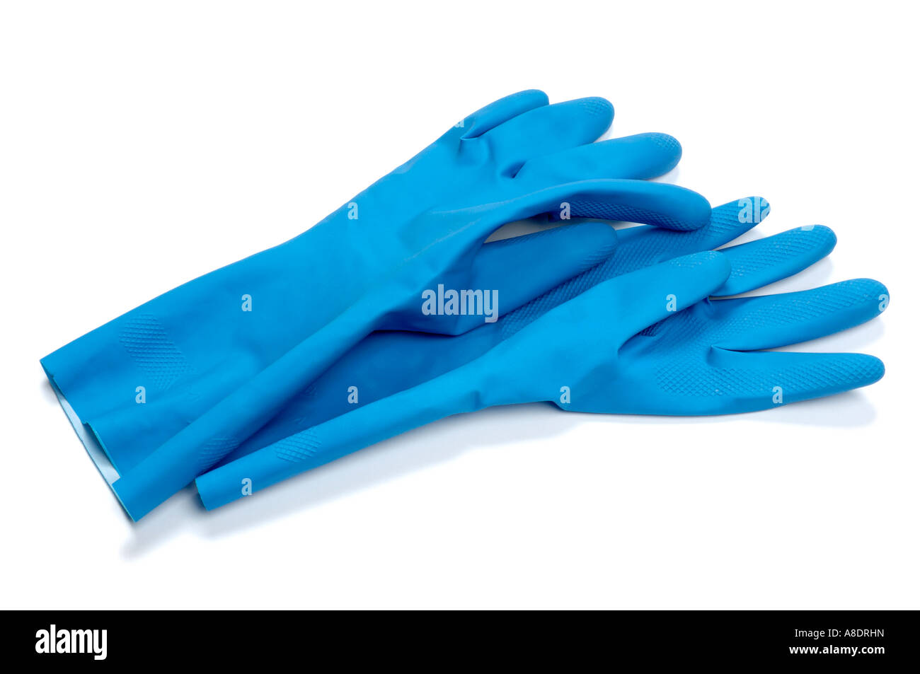 Blue rubber gloves Stock Photo