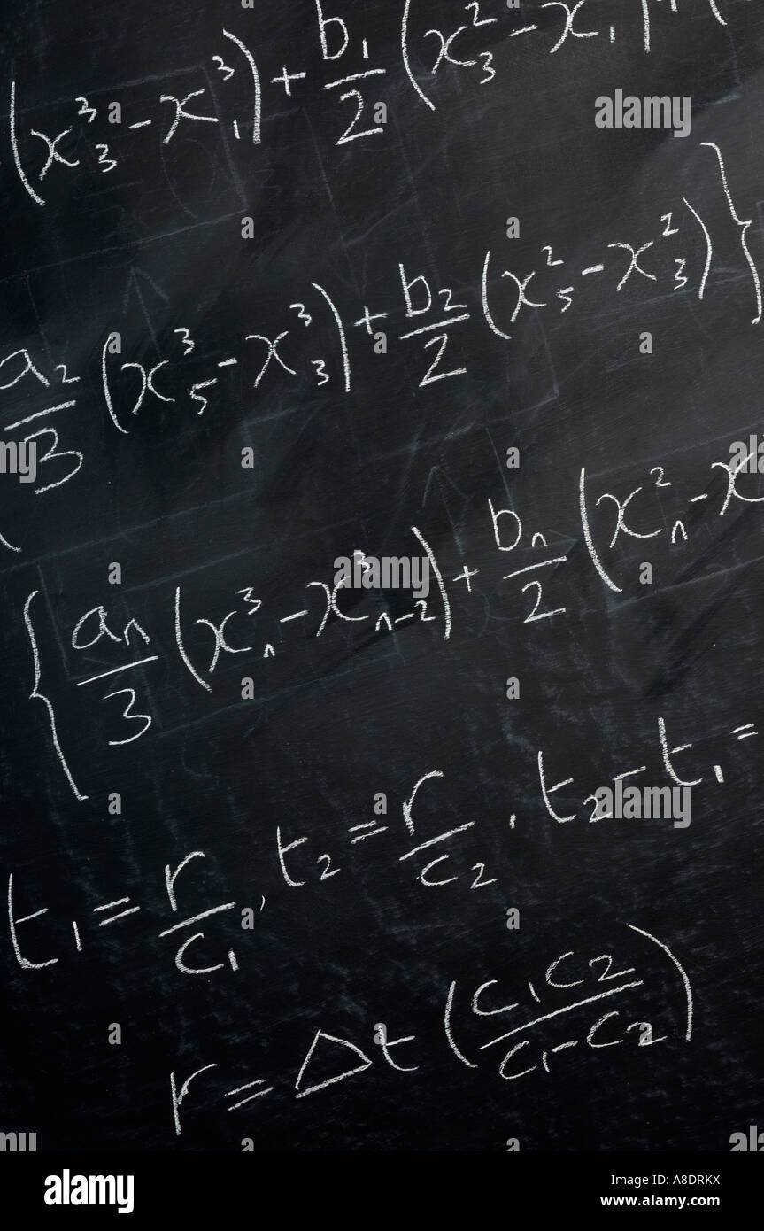 Mathematical equation on a blackboard Stock Photo