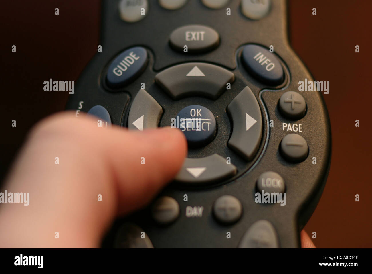 Remote Control with Hand Stock Photo - Alamy