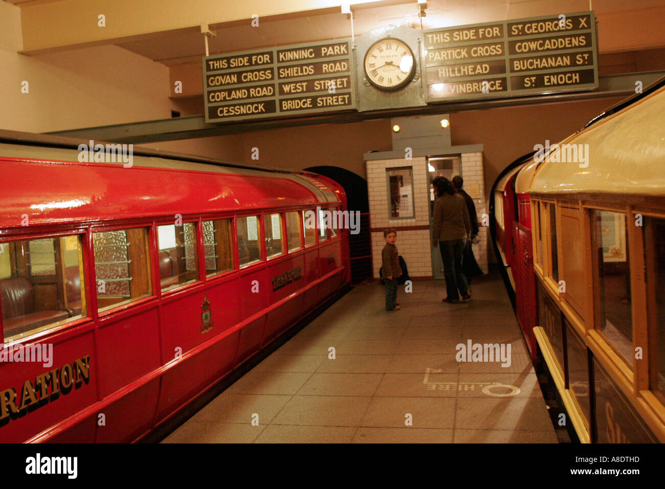Glasgow underground carriages exhibit in the Kelvin Hall Museum of