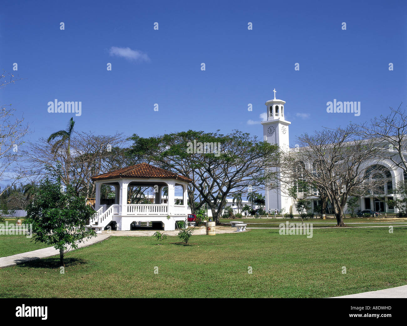 Plaza de Espana Agana cathedral Agana Guam Micronesia Stock Photo ...
