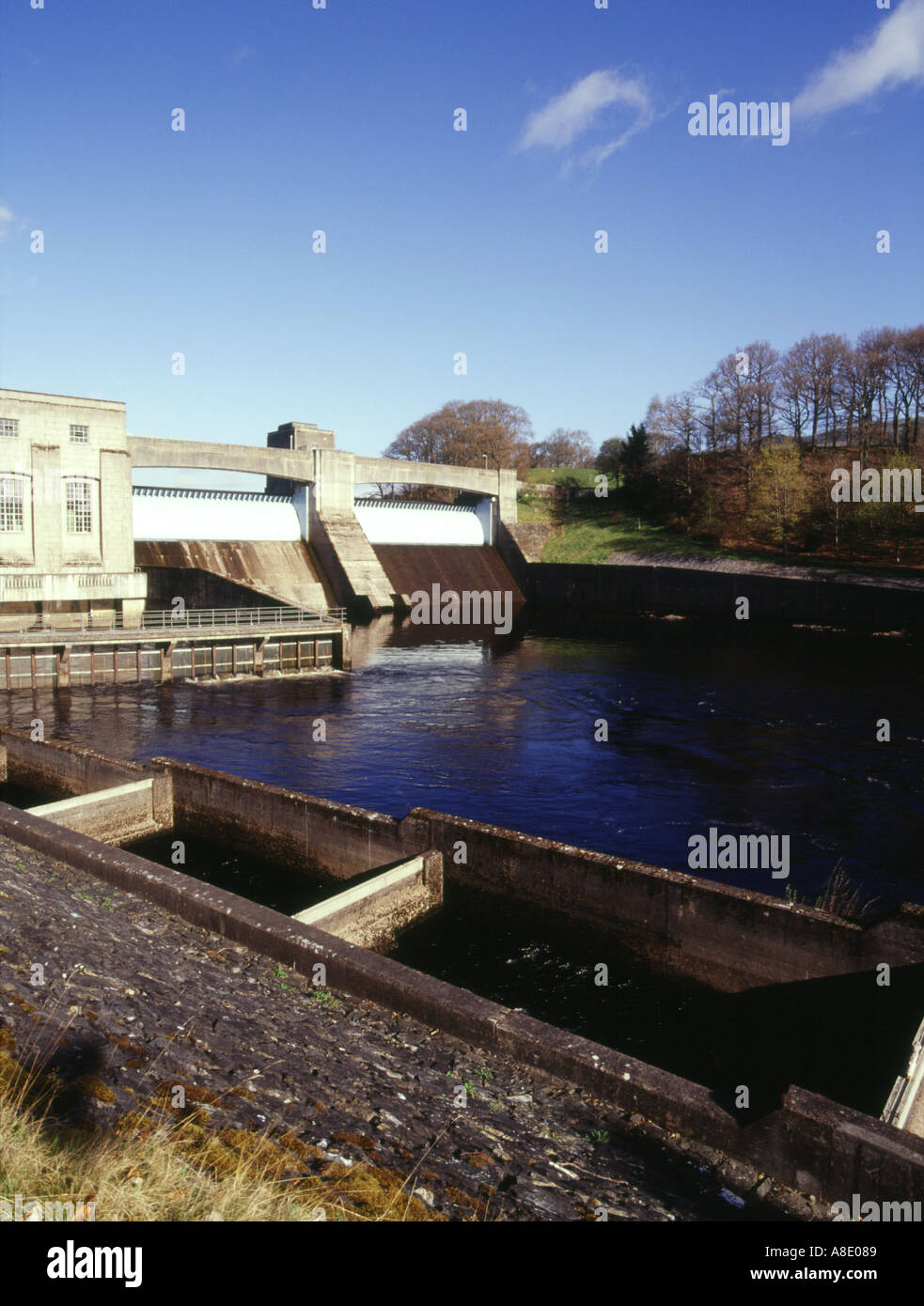 dh PITLOCHRY PERTHSHIRE Tummel Hydro Valley dam salmon ladder river scotland electricity uk