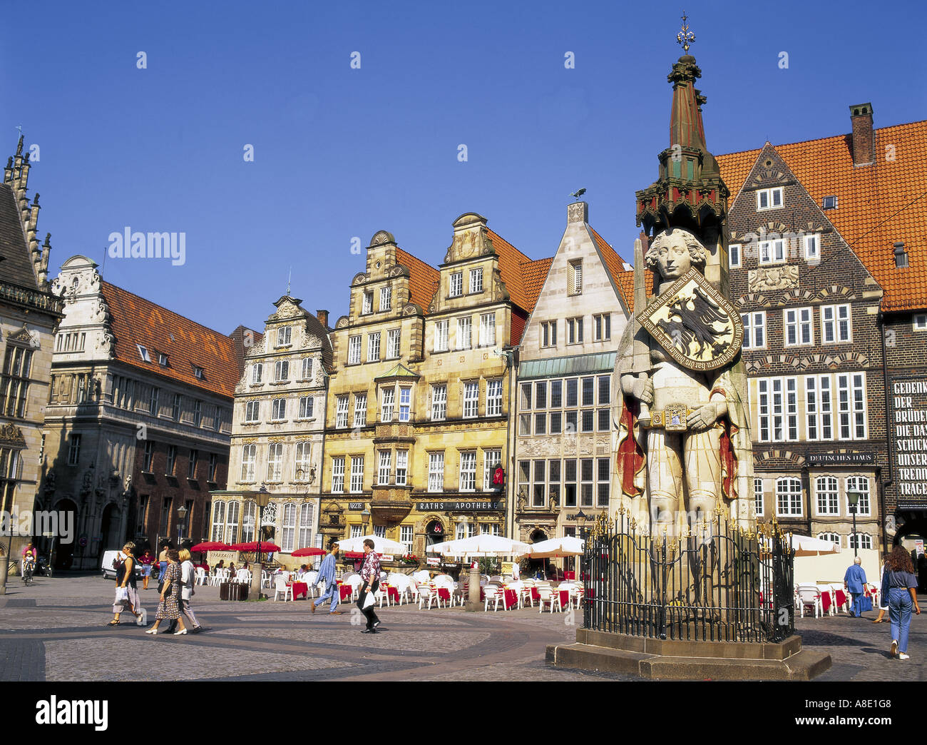 The market square with Statue of Roland, Bremen, Germany Stock Photo ...