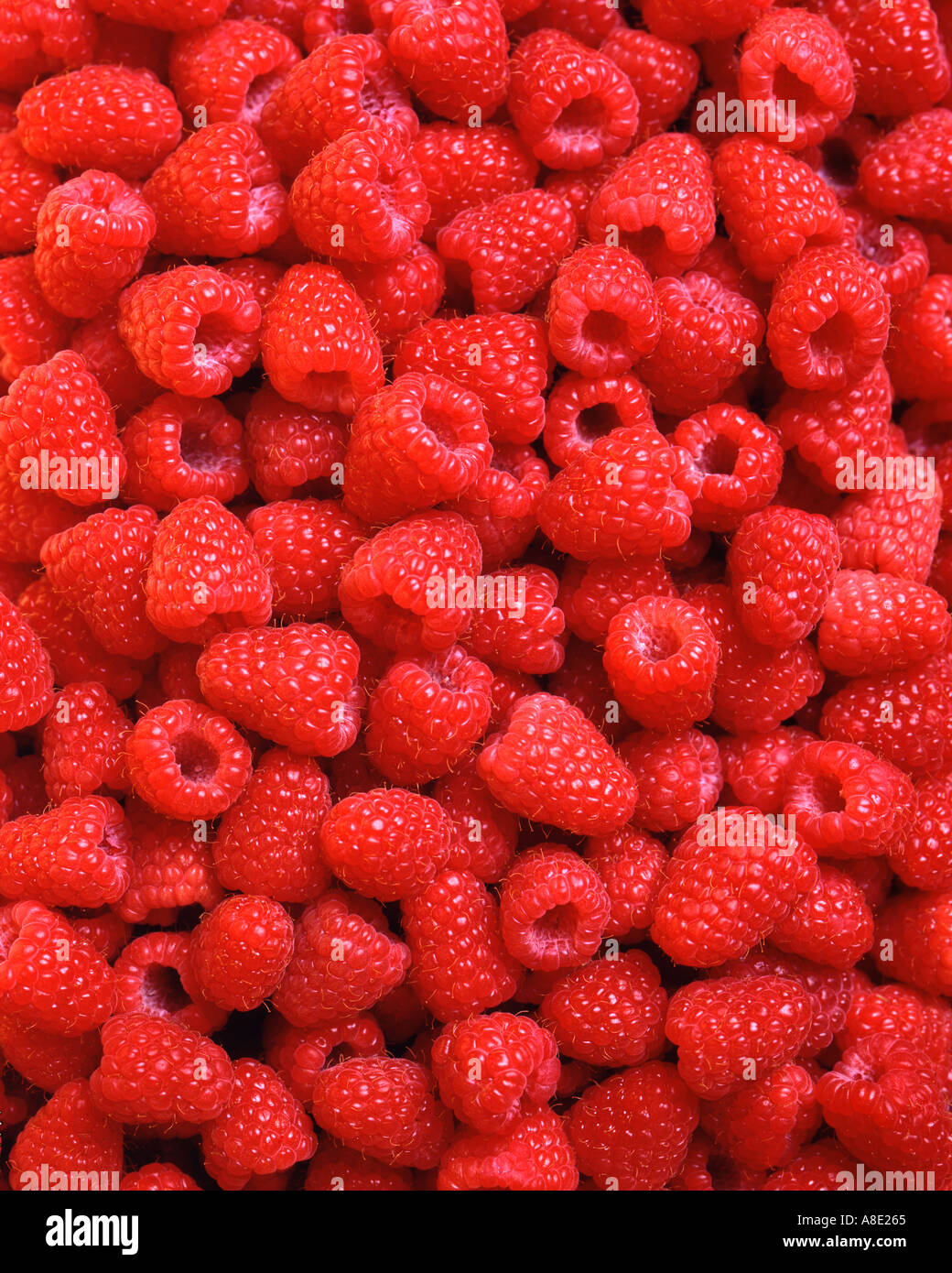 Background of Fresh Red Raspberries Stock Photo