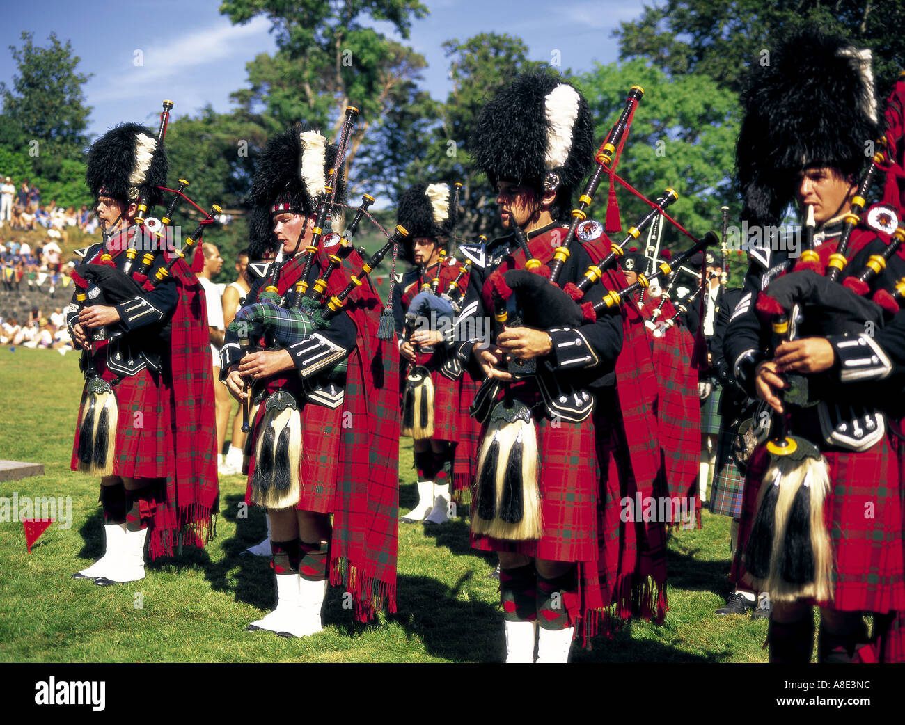 Highland games piper band, Isle of Skye, Scotland, UK Stock Photo Alamy