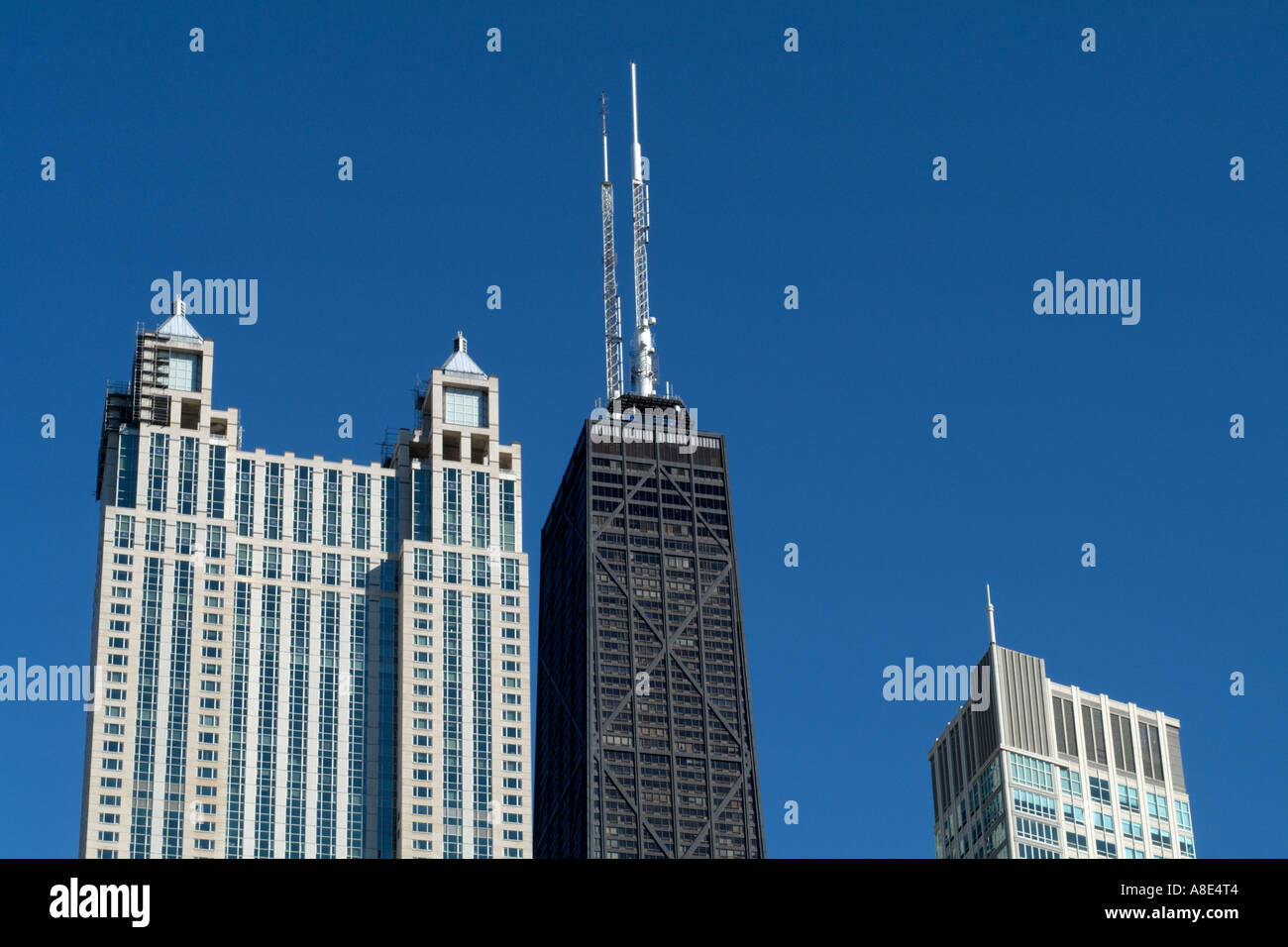 John Hancock Tower Rises Up Between Two Highrises in Chicago Illinois