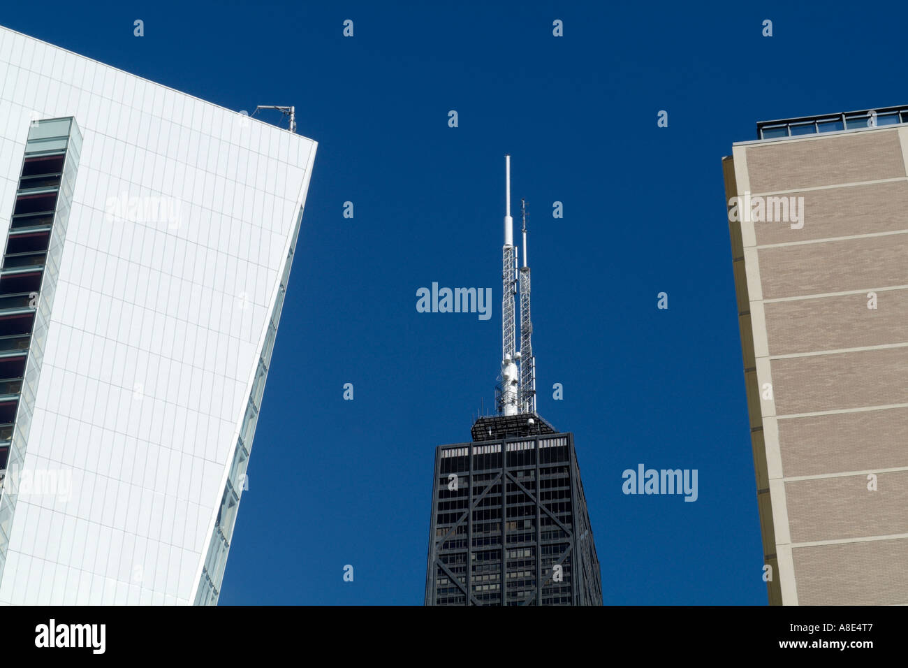 John Hancock Tower Rises Between 2 Highrises Stock Photo - Alamy