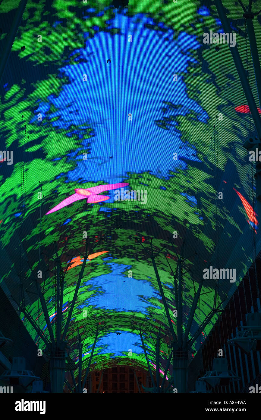 Fremont Street Experience light show and music. Electronic canopy Las