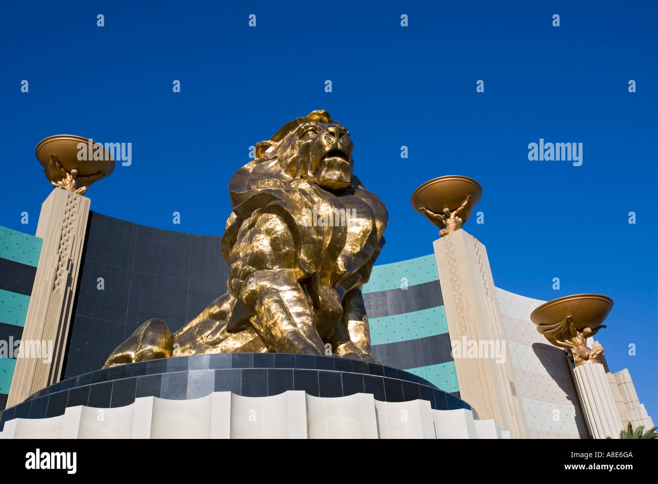 Las Vegas, Nevada - The MGM Lion guards the famous hotel and casino Stock Photo