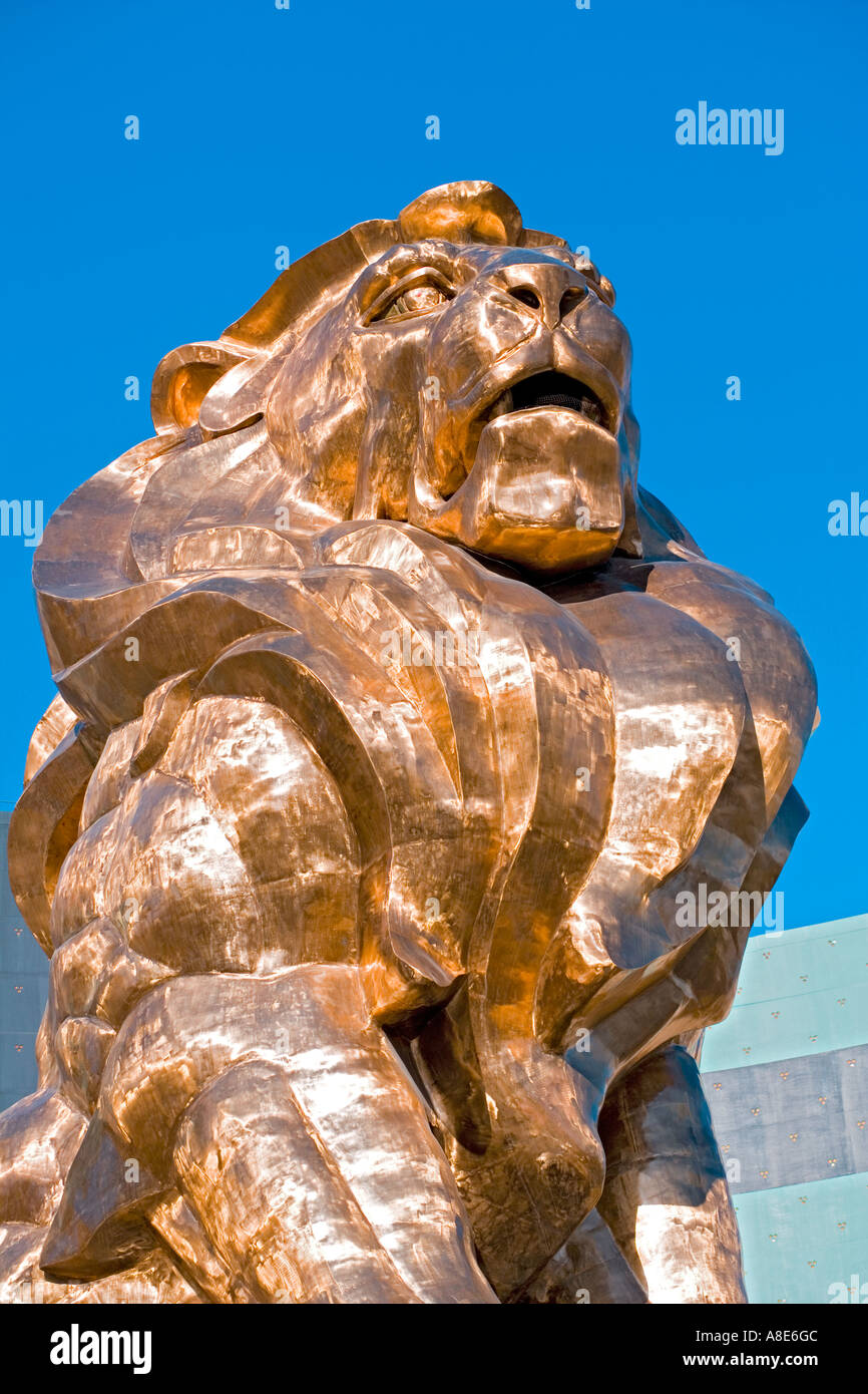 Las Vegas, Nevada. MGM Lion guards the famous hotel and casino on a bight sunny day Stock Photo