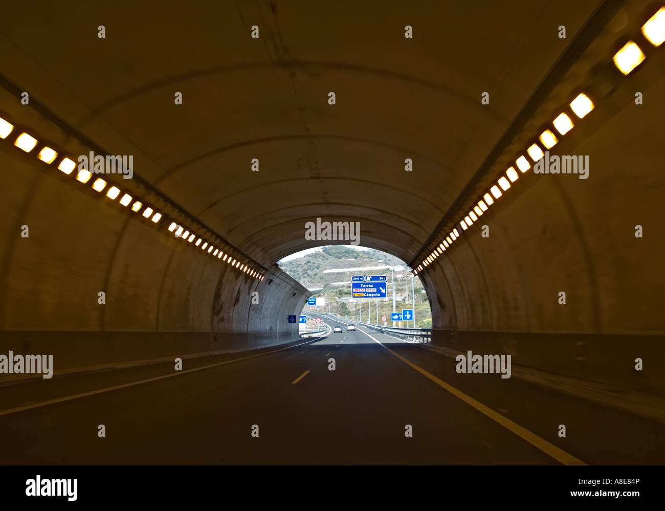 Road tunnel near Torrox on the new motorway Autovia del Mediterraneo Andalucia Spain Stock Photo