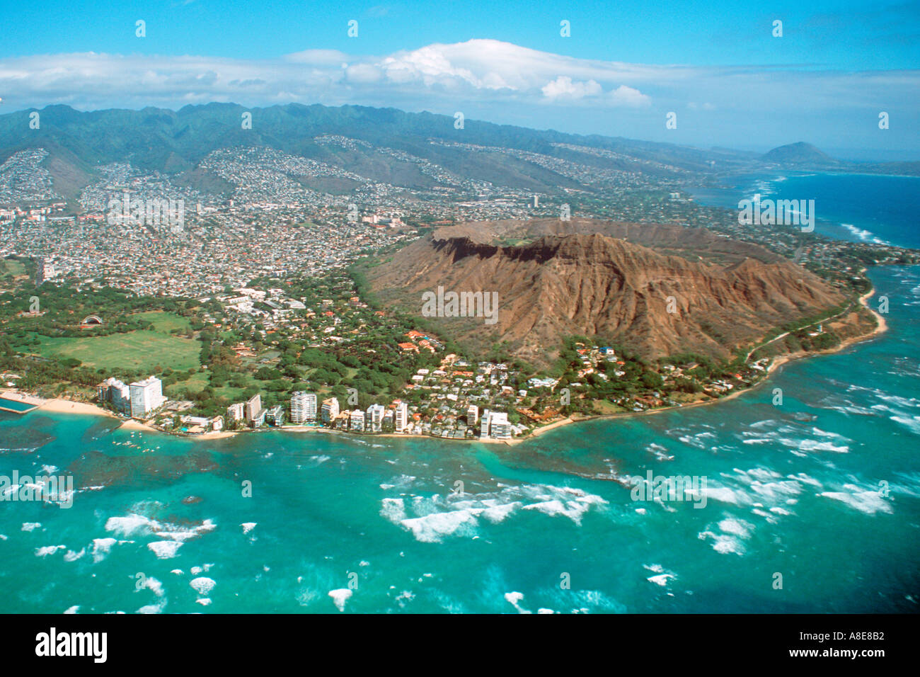 Diamond Head aerial view Honolulu Oahu Hawaii Stock Photo - Alamy