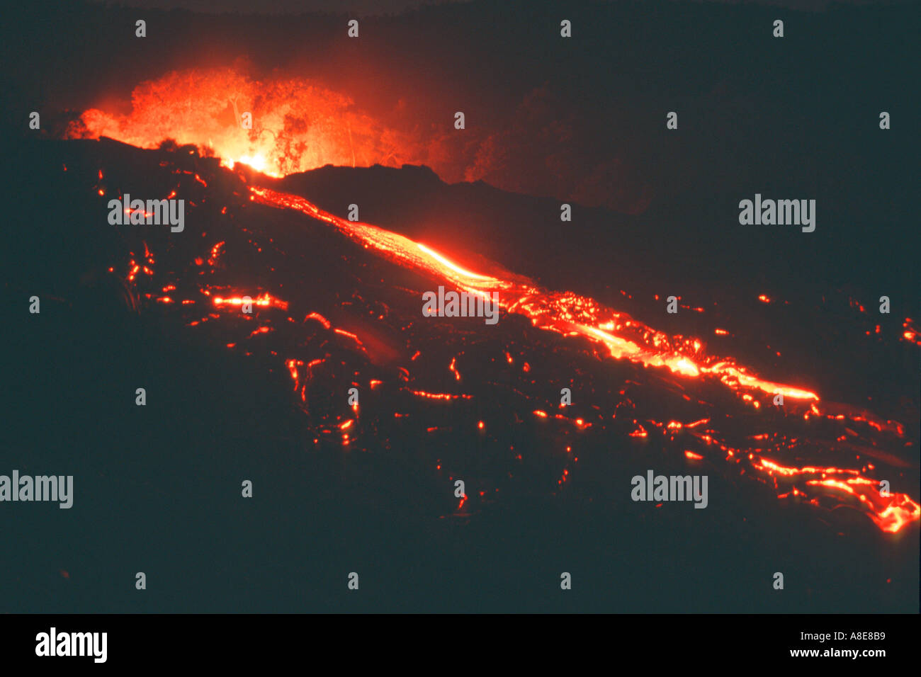 Lava flow Kilauea volcano national park Big Island Hawaii Stock Photo