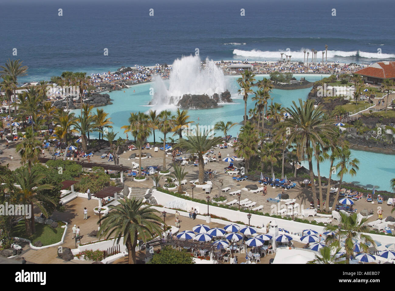 Lago Martianez,  Puerto de la Cruz,  Tenerife,  Canary Islands,  Spain. Stock Photo