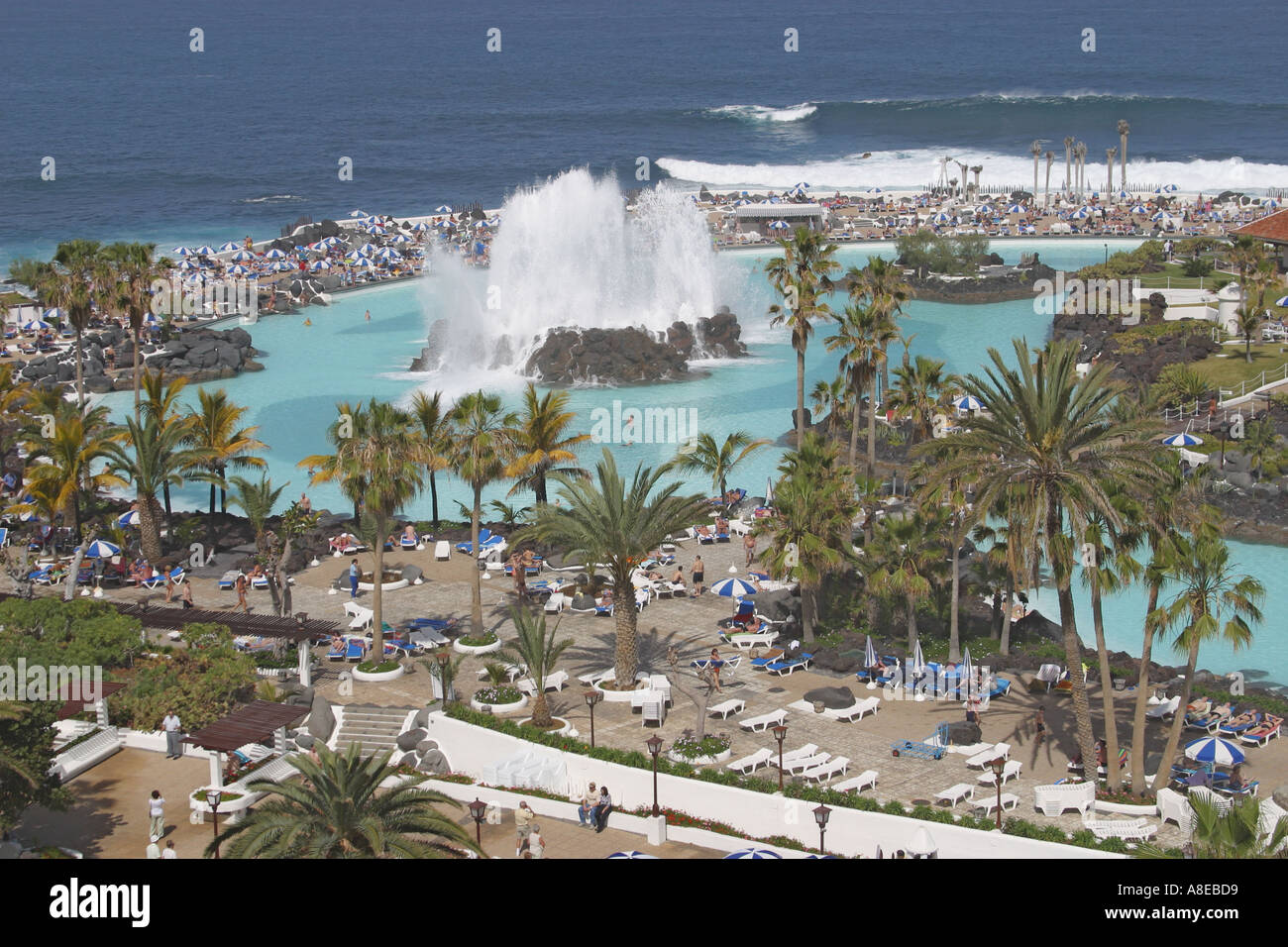 Lago Martianez,  Puerto de la Cruz,  Tenerife,  Canary Islands,  Spain. Stock Photo