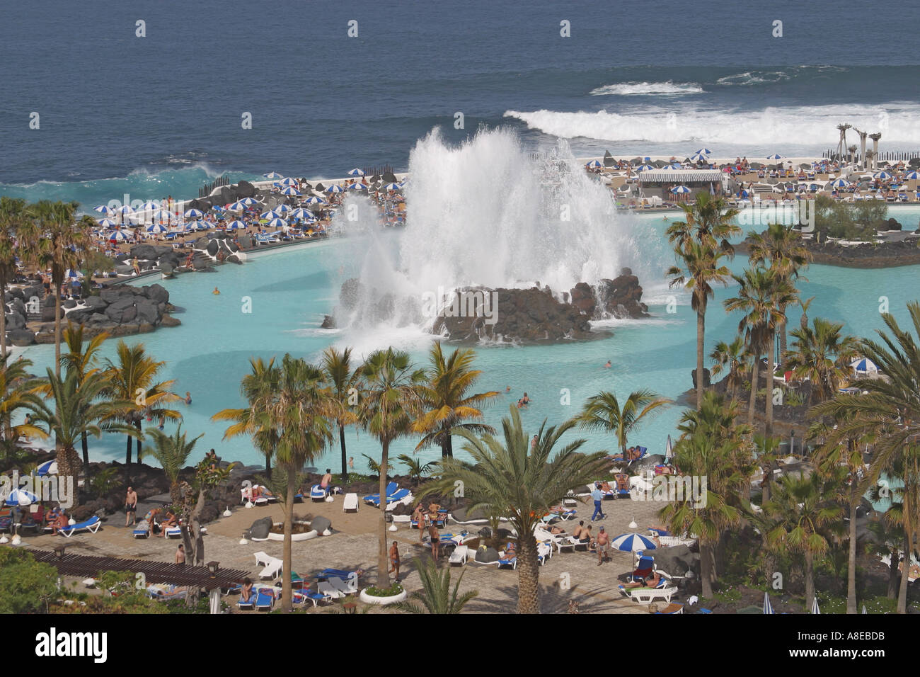 Lago Martianez,  Puerto de la Cruz,  Tenerife,  Canary Islands,  Spain. Stock Photo